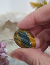 Load image into Gallery viewer, Blue Tigers Eye Crystal Tumble Stone
Inspires Courage
Gorgeous Blue Tigers Eye Crystal Tumble Stone. Lovely shine