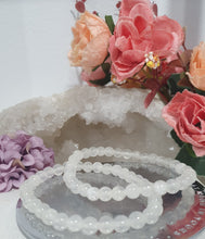 Load image into Gallery viewer, Selenite Crystal Bracelet Gemstones 6mm 8 - 8.5inch bracelet. Cleansing & Angelic Connection