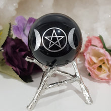 Load image into Gallery viewer, Sphere or specimen BRANCH alloy SILVER stand 50mm