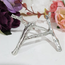 Load image into Gallery viewer, Sphere or specimen BRANCH alloy SILVER stand 50mm