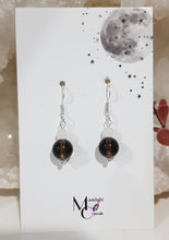 Load image into Gallery viewer, Smokey Quartz & Quartz Crystal bead silver 8mm Earrings Gemstone E80