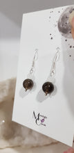Load image into Gallery viewer, Smokey Quartz & Quartz Crystal bead silver 8mm Earrings Gemstone E80