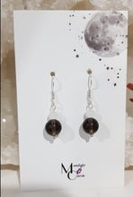 Load image into Gallery viewer, Smokey Quartz & Quartz Crystal bead silver 8mm Earrings Gemstone E80