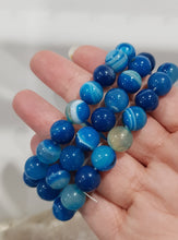 Load image into Gallery viewer, Blue Agate 10mm crystal Beaded Bracelet gemstone 7 inch B2