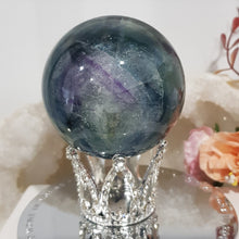 Load image into Gallery viewer, Fluorite crystal Green and purple Sphere gemstone 60mm 3