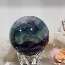Load image into Gallery viewer, Fluorite crystal Green and purple Sphere gemstone 60mm 3