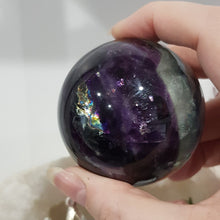 Load image into Gallery viewer, Fluorite crystal Green and purple Sphere gemstone 60mm 3