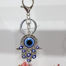 Load image into Gallery viewer, Key ring HAMSA evil eye SILVER keyring