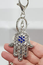 Load image into Gallery viewer, Key ring HAMSA evil eye SILVER keyring