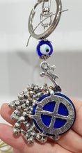 Load image into Gallery viewer, Key ring PEACOCK evil eye SILVER keyring