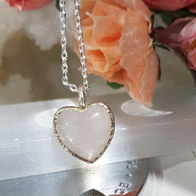 Load image into Gallery viewer, From the Earth Designs - Organically handcrafted Rose Quartz Silver electroformed heart pendant 20mm (chain not included) P16