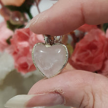 Load image into Gallery viewer, From the Earth Designs - Organically handcrafted Rose Quartz Silver electroformed heart pendant 20mm (chain not included) P16