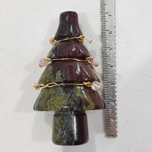 Load image into Gallery viewer, Christmas Tree Dragonblood Jasper crystal carving wired with crystal beads 70mm gold 1