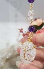 Load image into Gallery viewer, ORB OF LIGHT - INTUITION / SPIRITUALITY / PURITY - Crackle Quartz Gold Wired Stone Crystal Energy Enhancer© / Hanger / Ornament / Sun catcher 170mm EE43