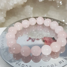 Load image into Gallery viewer, Rose Quartz Crystal 12mm Beaded Bracelet Gemstone 8 inch B50
