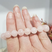 Load image into Gallery viewer, Rose Quartz Crystal 12mm Beaded Bracelet Gemstone 8 inch B50