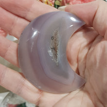 Load image into Gallery viewer, Druzy Agate crystal crescent moon carving stone 65mm 1