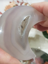 Load image into Gallery viewer, Druzy Agate crystal crescent moon carving stone 65mm 1