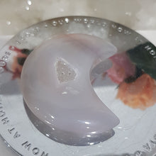 Load image into Gallery viewer, Druzy Agate crystal crescent moon carving stone 55mm 2