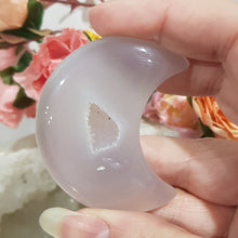 Load image into Gallery viewer, Druzy Agate crystal crescent moon carving stone 55mm 2