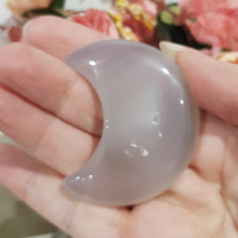 Load image into Gallery viewer, Druzy Agate crystal crescent moon carving stone 55mm 2