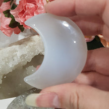 Load image into Gallery viewer, Druzy Agate crystal crescent moon carving stone 65mm 4