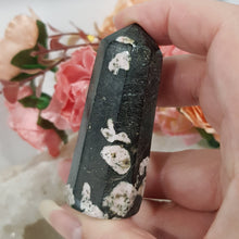 Load image into Gallery viewer, Black Flower Jasper crystal point stone 65mm 2