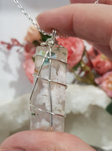Load image into Gallery viewer, Flower Agate Crystal wire wrapped pendant silver 50mm ( chain not included) P50