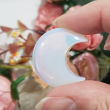 Load image into Gallery viewer, Moon Crescent opalite crystal carving 30mm