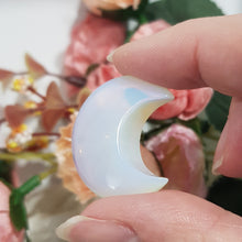 Load image into Gallery viewer, Moon Crescent opalite crystal carving 30mm