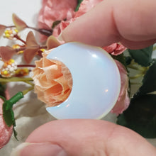 Load image into Gallery viewer, Moon Crescent opalite crystal carving 30mm