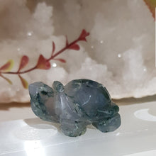 Load image into Gallery viewer, Turtle Carving 1 Green Moss Agate 40mm