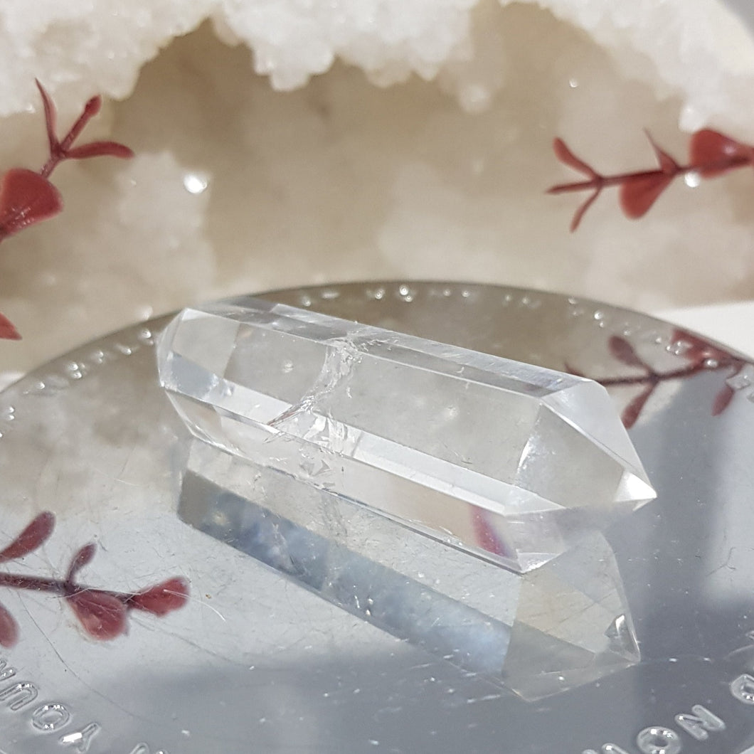 Clear Quartz crystal DT Double Terminated point stone 60mm 1