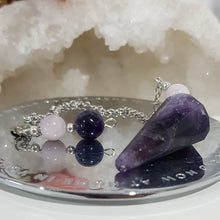 Load image into Gallery viewer, Amethyst crystal stone pendulum 1
