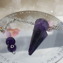 Load image into Gallery viewer, Amethyst crystal stone pendulum 2
