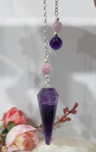 Load image into Gallery viewer, Amethyst crystal stone pendulum 2
