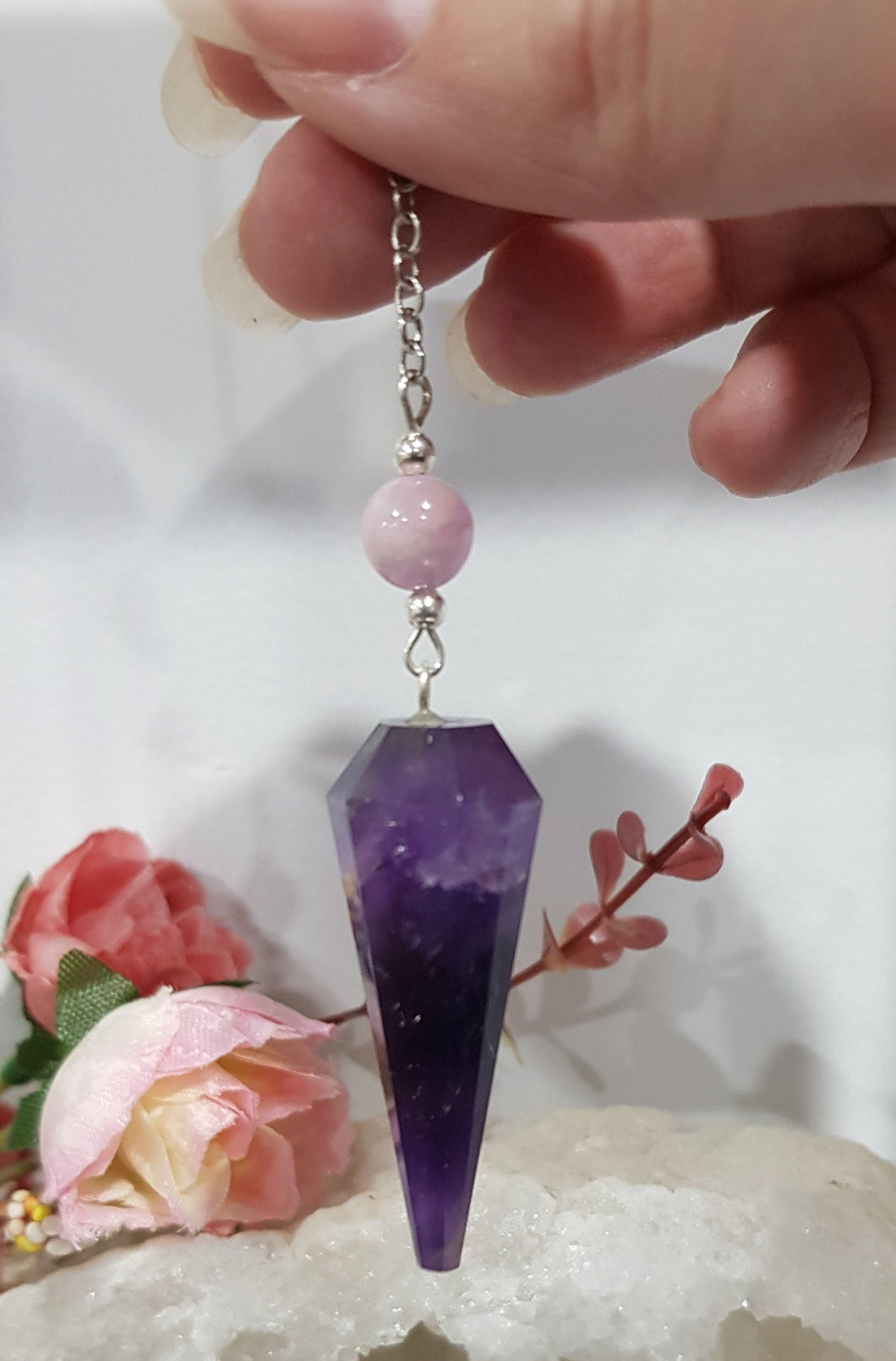 Amethyst crystal stone pendulum 2