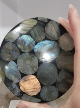 Load image into Gallery viewer, Crystal round disc slab with Labradorite stone 110mm 1
