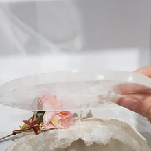 Load image into Gallery viewer, Selenite crystal round slab charging plate display 120mm
