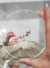 Load image into Gallery viewer, Selenite crystal round slab charging plate display 120mm 2
