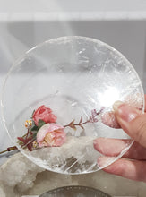 Load image into Gallery viewer, Selenite crystal round slab charging plate display 120mm 2
