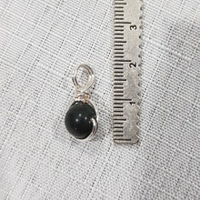 Load image into Gallery viewer, Black Obsidian crystal 8mm bead pendant silver wire wrapped 18mm (chain NOT included)  P200
