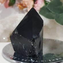 Load image into Gallery viewer, Black Obsidian raw with carved gemmy point stone 90mm 1
