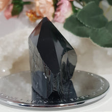 Load image into Gallery viewer, Black Obsidian raw with carved gemmy point stone 90mm 1
