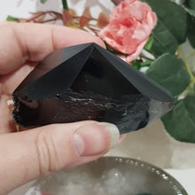 Load image into Gallery viewer, Black Obsidian raw with carved gemmy point stone 90mm 1
