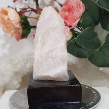 Load image into Gallery viewer, Rose Quartz Rough Crystal stone on wooden stand 90mm 1
