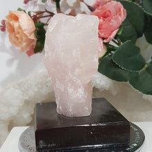 Load image into Gallery viewer, Rose Quartz Rough Crystal stone on wooden stand 90mm 2
