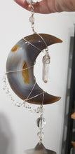 Load image into Gallery viewer, Druzy Agate Crystal Moon &amp; star silver wired Energy Enhancer wall hanger Sun Catcher Ornament 8
