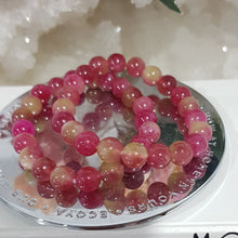 Load image into Gallery viewer, Watermelon Tourmaline Crystal 8mm Beaded Bracelet Gemstone 6.5 - 7 inch B69
