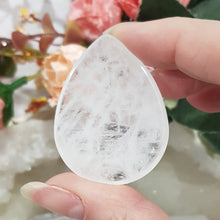 Load image into Gallery viewer, Quartz crystal tear drop Worry Stone Carving gemstone 45mm
